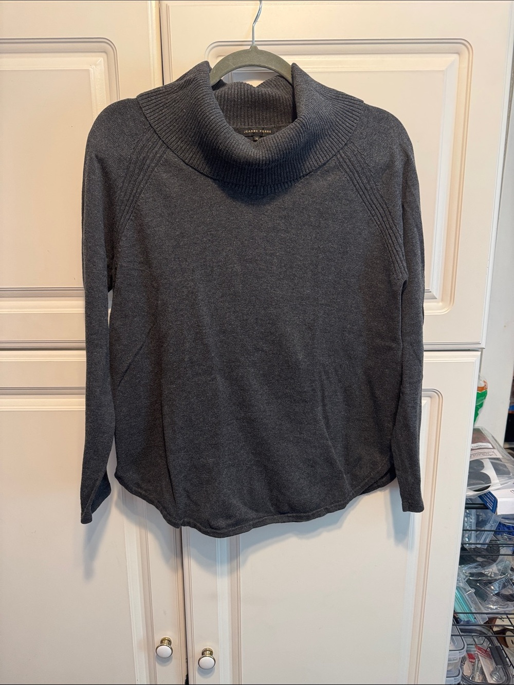 JEANNE PIERRE Dark Gray Cowl Neck Sweater